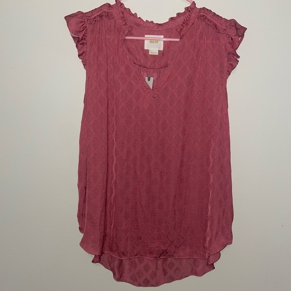 Anthropologie Maeve NWT Mauve Rose Ruffle Sleeveless Tank Top Size Medium - Picture 3 of 10